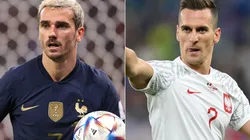 Antoine Griezmann of France and Arkadiusz Milik of Poland