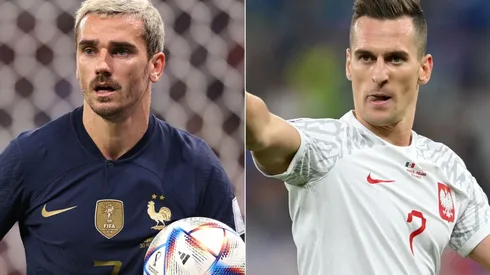 Antoine Griezmann of France and Arkadiusz Milik of Poland