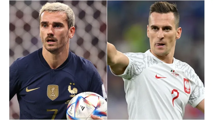Antoine Griezmann of France and Arkadiusz Milik of Poland
