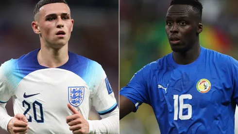 Phil Foden of England and Edouard Mendy of Senegal