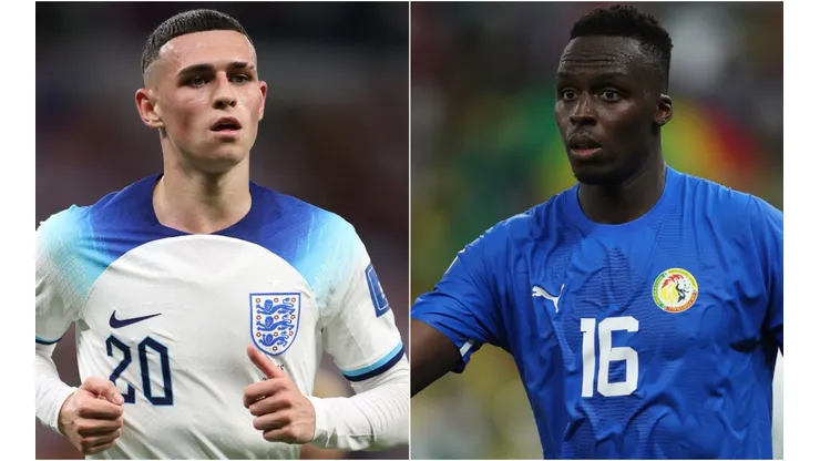 Phil Foden of England and Edouard Mendy of Senegal