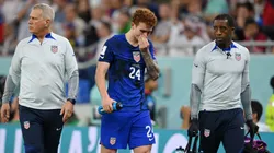 Josh Sargent with the USMNT's medical staff at the Qatar 2022 World Cup