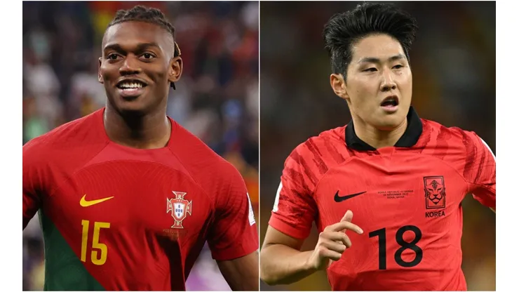 Rafael Leao of Portugal and Lee Kang-In of South Korea