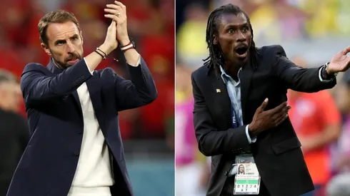 Gareth Southgate, Head Coach of England (L) and Aliou Cisse, Head coach of Senegal (R)