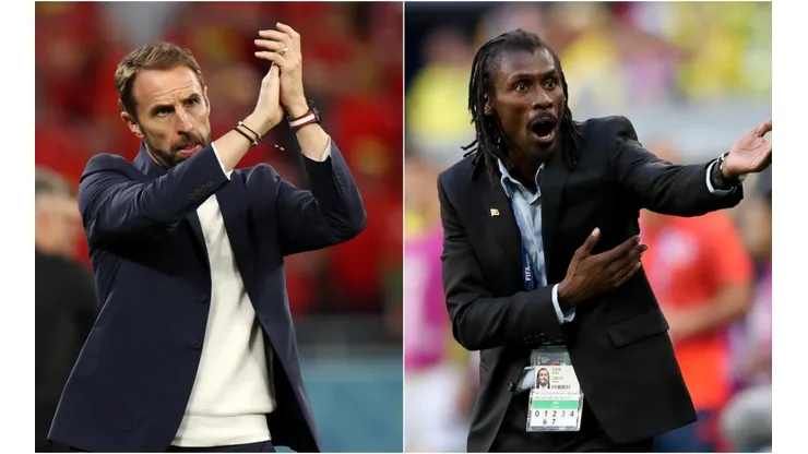 Gareth Southgate, Head Coach of England (L) and Aliou Cisse, Head coach of Senegal (R)