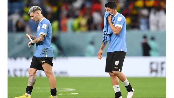 Luis Suarez of Uruguay looks dejected after their sides' elimination from Qatar 2022