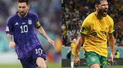 Lionel Messi and Mathew Leckie