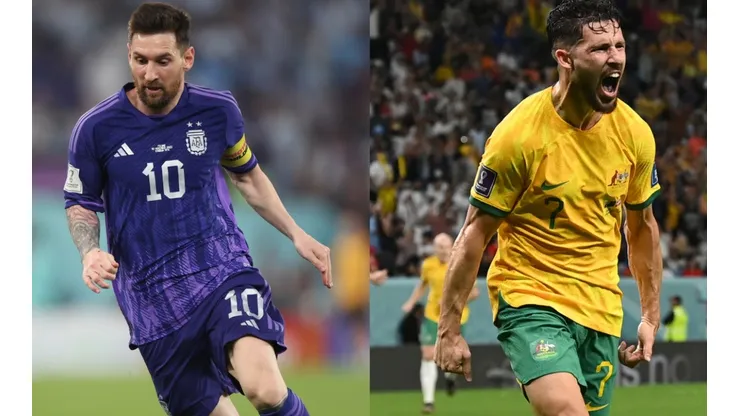 Lionel Messi and Mathew Leckie