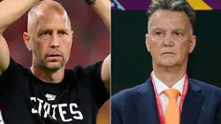 Gregg Berhalter of the USMNT and Louis van Gaal of Netherlands
