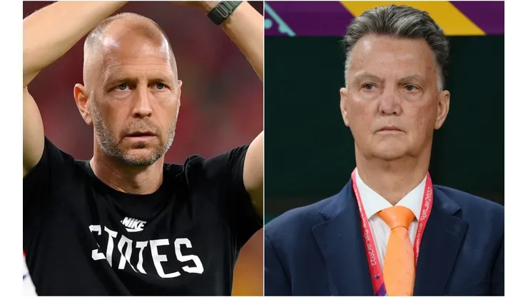 Gregg Berhalter of the USMNT and Louis van Gaal of Netherlands