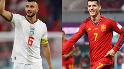 Romain Saiss (left) and Alvaro Morata (right)
