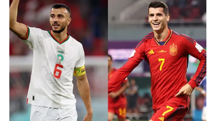 Romain Saiss (left) and Alvaro Morata (right)