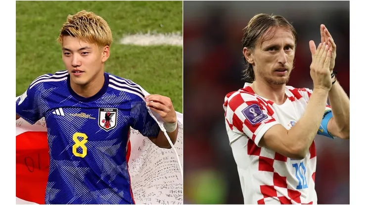 Ritsu Doan of Japan (L) and Luka Modric of Croatia (R)