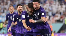 Julian Alvarez of Argentina celebrates with Enzo Fernandez after scoring their team's second goal during the FIFA World Cup Qatar 2022.