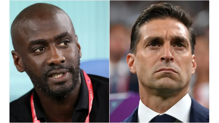 Otto Addo of Ghana and Diego Alonso of Uruguay