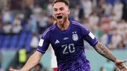 Alexis Mac Allister celebrates Argentina's opener against Poland.