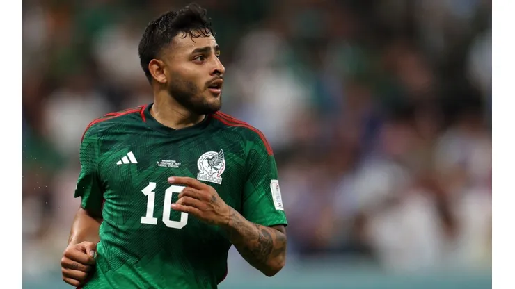 Alexis Vega of Mexico looks on during the FIFA World Cup Qatar 2022 Group C match between Argentina and Mexico at Lusail Stadium on November 26, 2022 in Lusail City, Qatar.