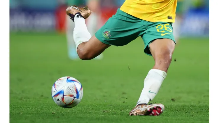 Player shoots the ball at the World Cup