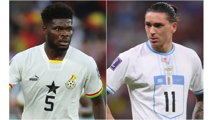 Thomas Partey of Ghana and Darwin Nunez of Uruguay