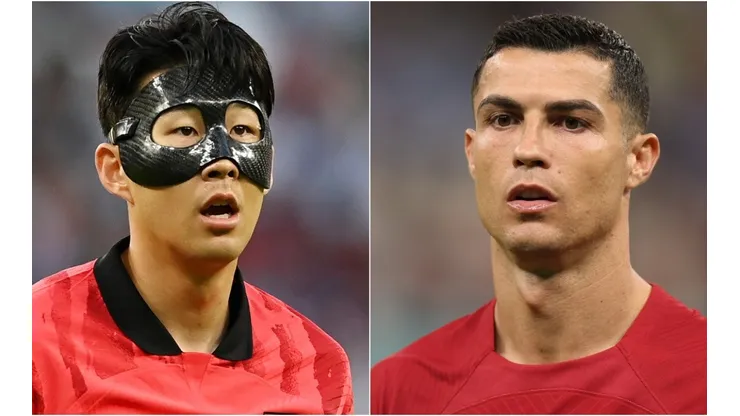 Heung-min Son of Korea Republic and Cristiano Ronaldo of Portugal