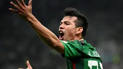 Hirving Lozano of Mexico reacts during the FIFA World Cup Qatar 2022 Group C match between Argentina and Mexico at Lusail Stadium on November 26, 2022 in Lusail City, Qatar.