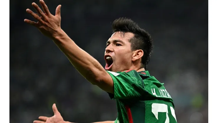 Hirving Lozano of Mexico reacts during the FIFA World Cup Qatar 2022 Group C match between Argentina and Mexico at Lusail Stadium on November 26, 2022 in Lusail City, Qatar.