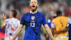 Tim Ream of United States celebrates after their sides victory during the FIFA World Cup Qatar 2022 Group B match between IR Iran and USA at Al Thumama Stadium on November 29, 2022 in Doha, Qatar.