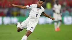 USA captain Tyler Adams in action during the FIFA World Cup Qatar 2022 Group B match between USA and Wales at Ahmad Bin Ali Stadium on November 21, 2022 in Doha, Qatar.