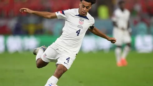 USA captain Tyler Adams in action during the FIFA World Cup Qatar 2022 Group B match between USA and Wales at Ahmad Bin Ali Stadium on November 21, 2022 in Doha, Qatar.