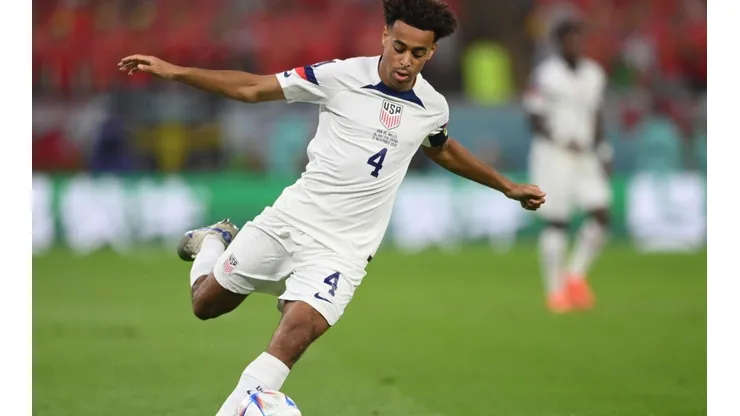 USA captain Tyler Adams in action during the FIFA World Cup Qatar 2022 Group B match between USA and Wales at Ahmad Bin Ali Stadium on November 21, 2022 in Doha, Qatar.