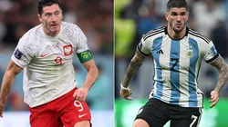 Robert Lewandowski of Poland and Rodrigo De Paul of Argentina