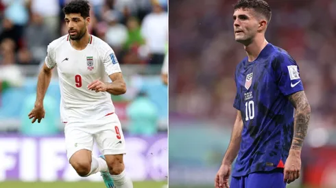 Mehdi Taremi of IR Iran (left) and Christian Pulisic of USMNT