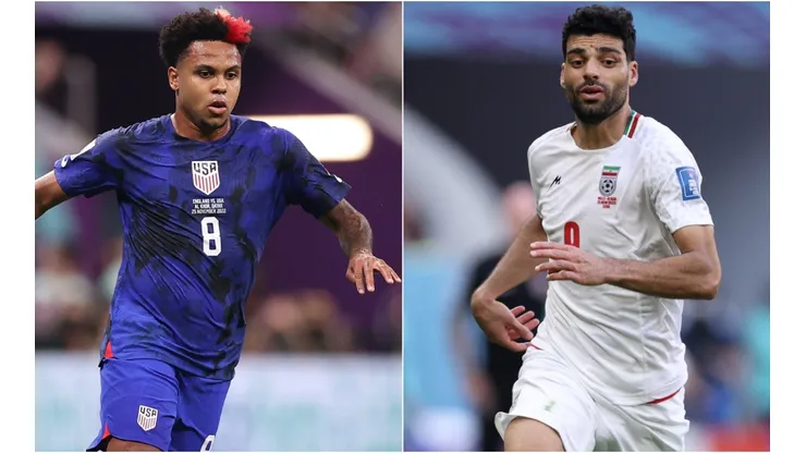 Mehdi Taremi of IR Iran and Weston Mckennie of the United States