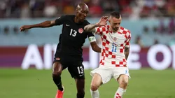Marcelo Brozovic of Croatia controls the ball under pressure of Atiba Hutchinson of Canada