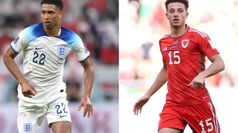 England player Jude Bellingham and Ethan Ampadu of Wales