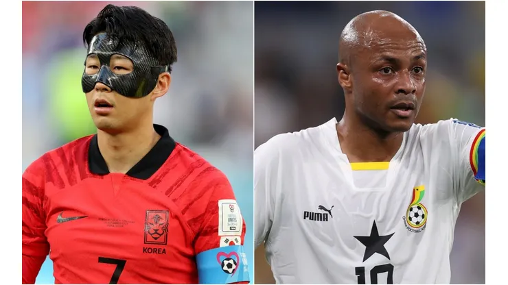 Son Heung-Min of South Korea and Andre Ayew of Ghana