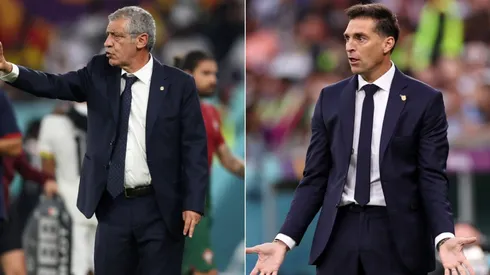 Portugal's coach Fernando Santos (left) and Uruguay's coach Diego Alonso