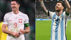 Robert Lewandowski of Poland (R) and Lionel Messi of Argentina (L)