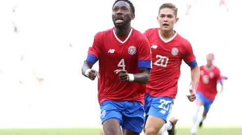 Keysher Fuller of Costa Rica celebrates after scoring against Japan.