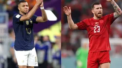 Kylian Mbappé and Pierre-Emile Hojbjerg