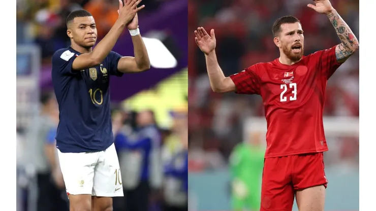 Kylian Mbappé and Pierre-Emile Hojbjerg