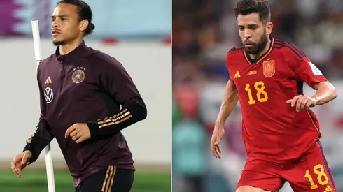 Leroy Sane of Germany (L) and Jordi Alba of Spain (R)