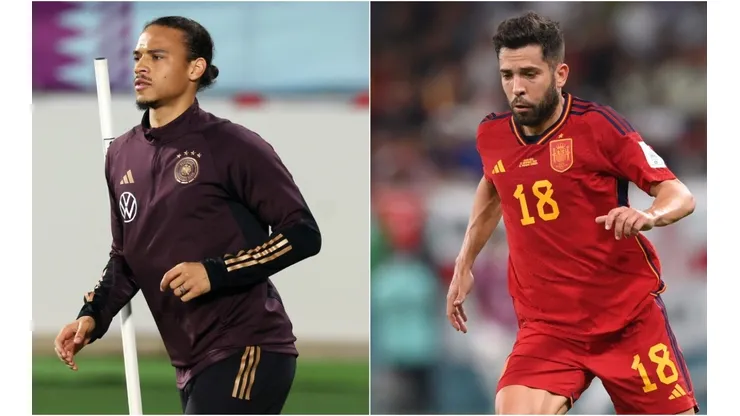 Leroy Sane of Germany (L) and Jordi Alba of Spain (R)