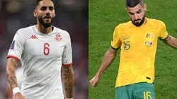 Dylan Bronn of Tunisia and Aziz Behich of Australia