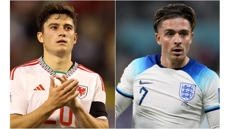 Daniel James of Wales and Jack Grealish of England