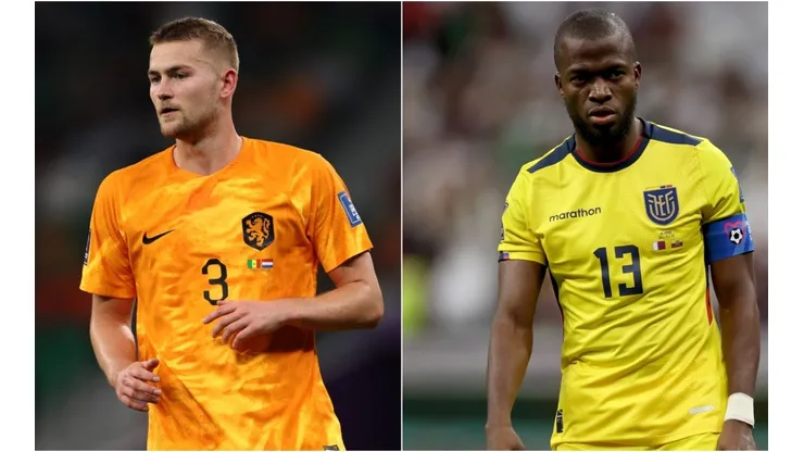 Matthijs de Ligt of Netherlands (L) and Enner Valencia of Ecuador (R)