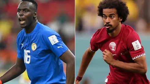 Edouard Mendy of Senegal and Akram Afif of Qatar