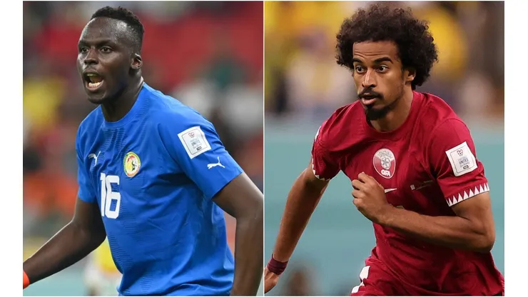 Edouard Mendy of Senegal and Akram Afif of Qatar