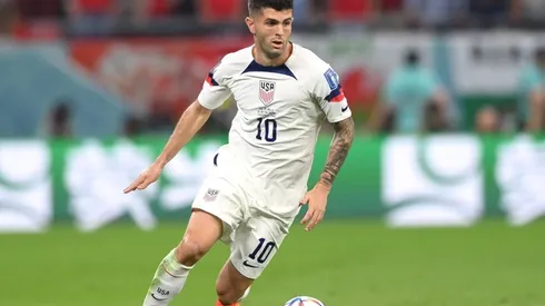 Christian Pulisic in action during the FIFA World Cup Qatar 2022 Group B match between USA and Wales at Ahmad Bin Ali Stadium on November 21, 2022 in Doha, Qatar.