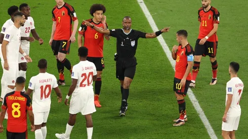 Referee Janny Sikazwe during Canada vs. Belgium